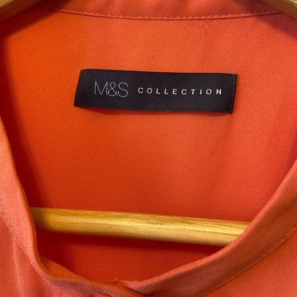 M&S COLLECTION Coral Light Button Up Blouse UK 14 - Picture 7 of 9
